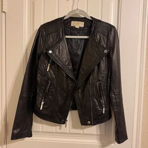 MK Womens Black Leather Jacket